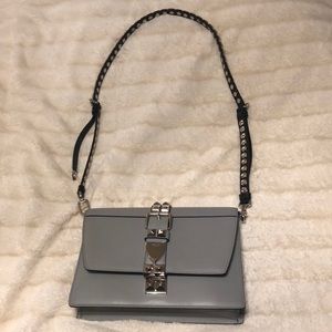 Stunning grey leather studded authentic Prada Elektra bag